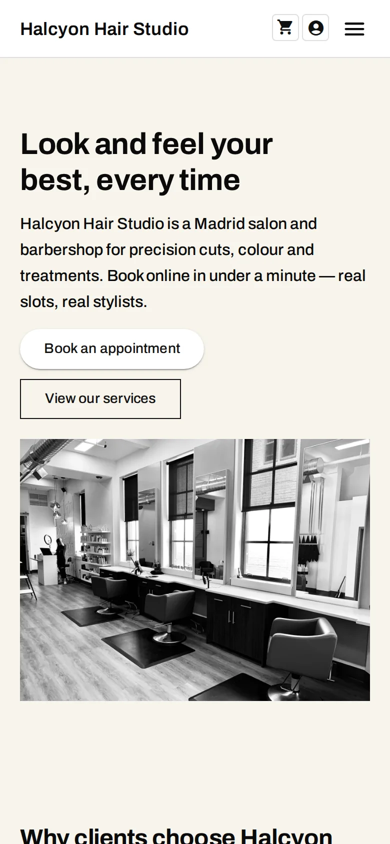 The same Olmira demo storefront home page on a phone