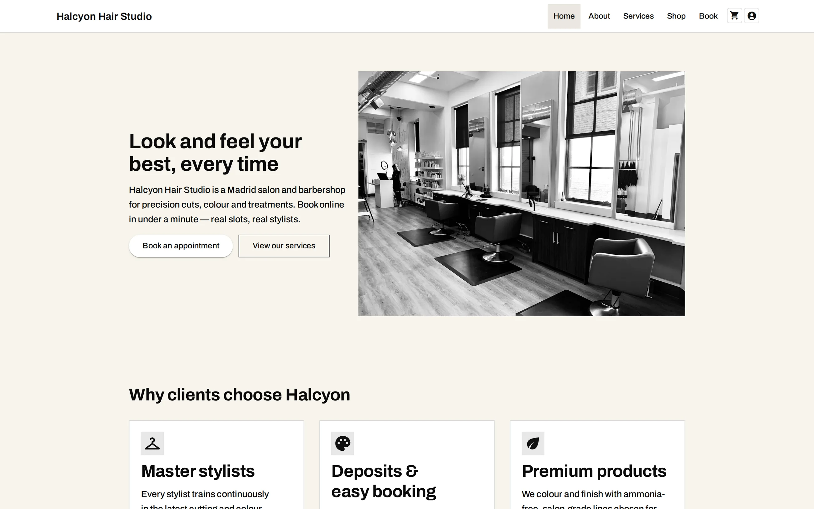 An Olmira demo storefront home page in a desktop browser