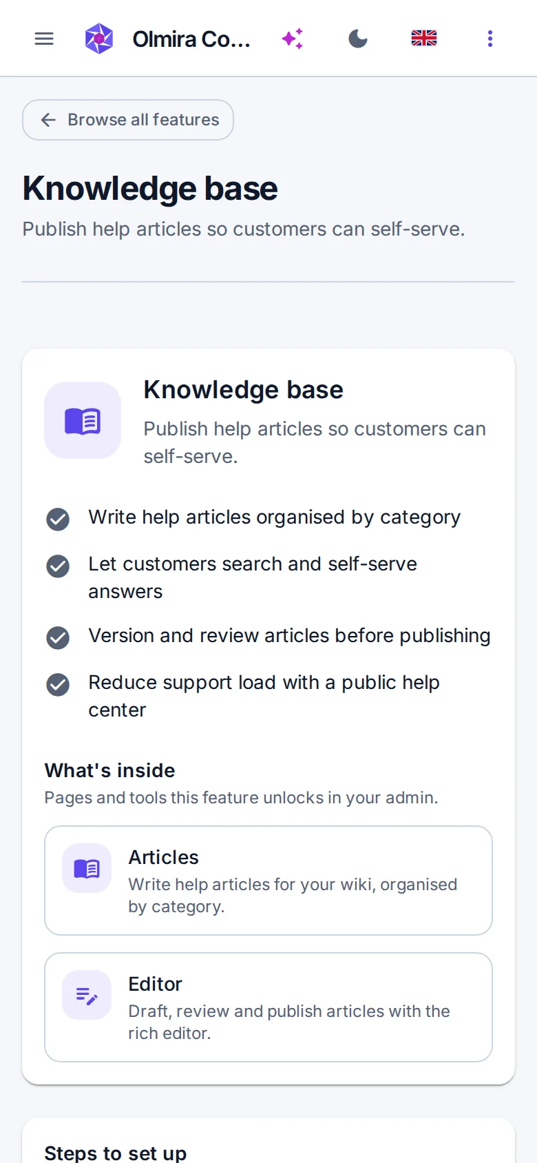 The Olmira knowledge base on a phone