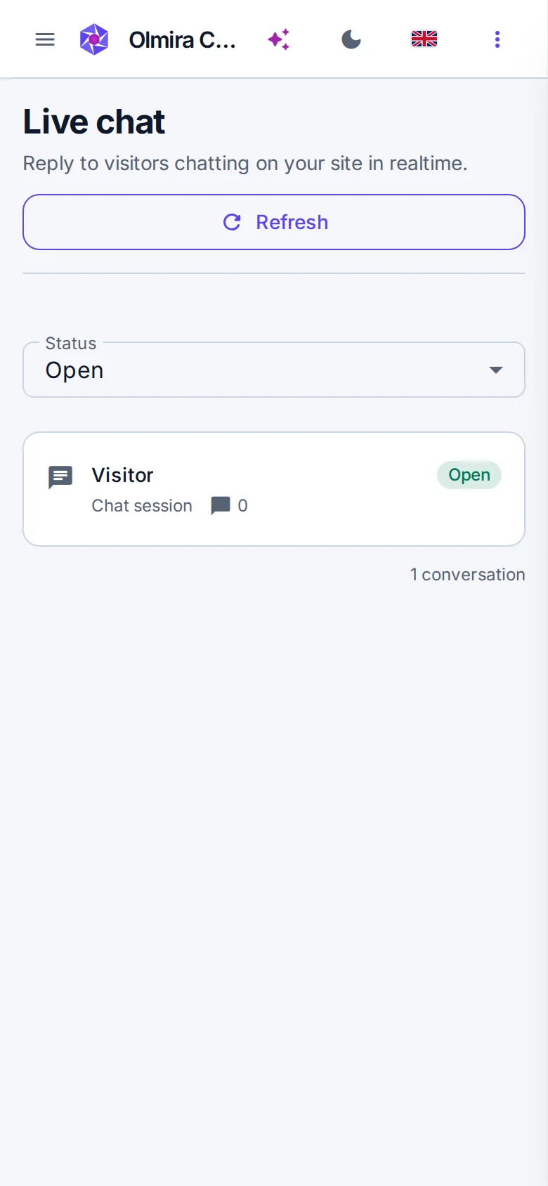 Answering a customer chat in Olmira on a phone