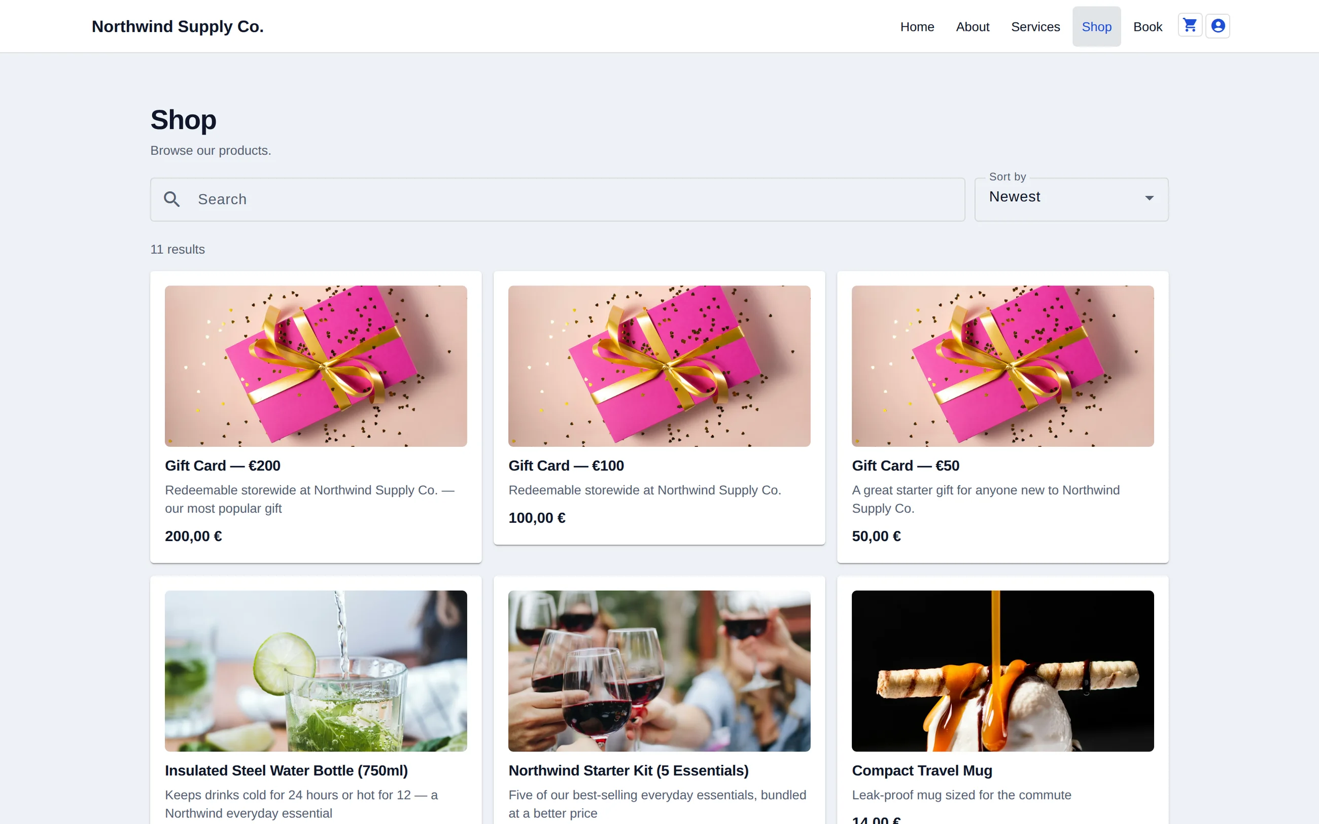 A product listing page on an Olmira demo storefront in a desktop browser